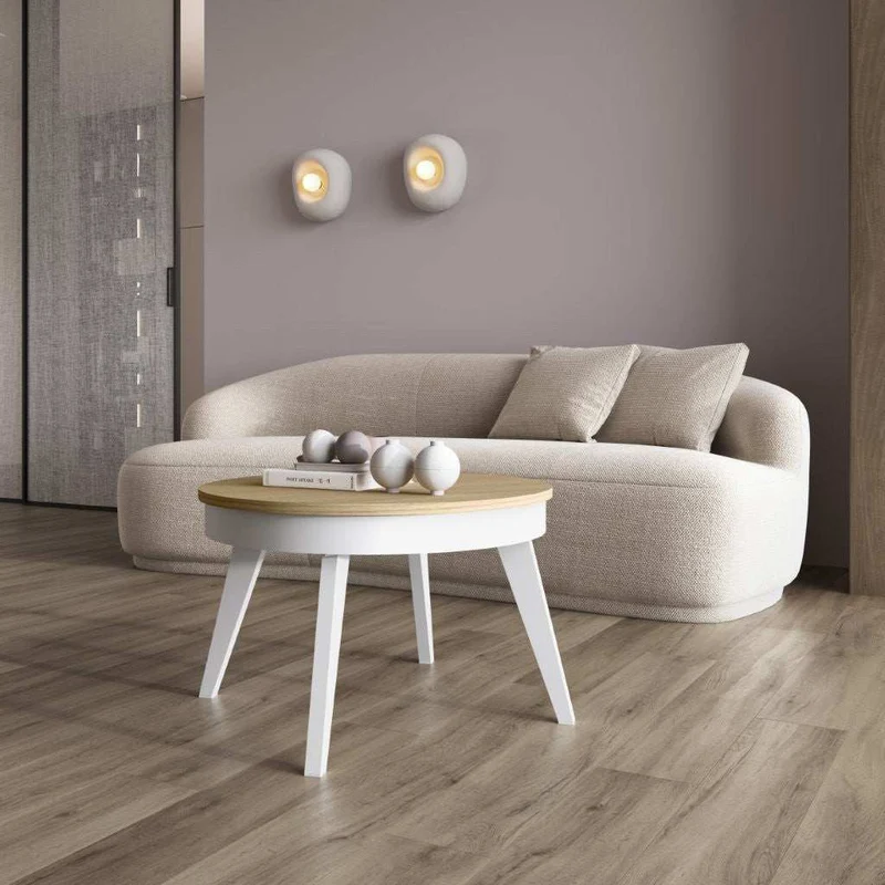 Mesa centro redonda elevable patas inclinadas CAELI