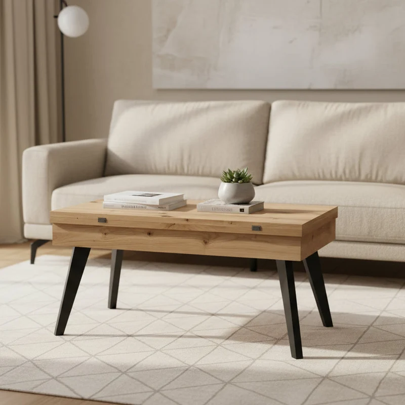Mesa elevable de centro convertible pata metal RENATA