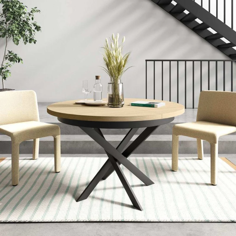 Mesa de Comedor Redonda Extensible patas X DONATA