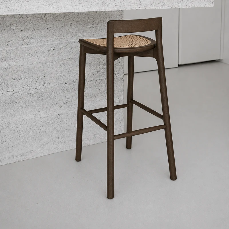 Taburete Charmes - Humo - Asiento de ratán - 65 cm de altura de asiento