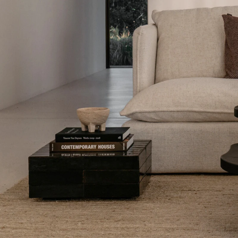 Mesa de centro Vence - Baldosas negras - Baja - 27 cm