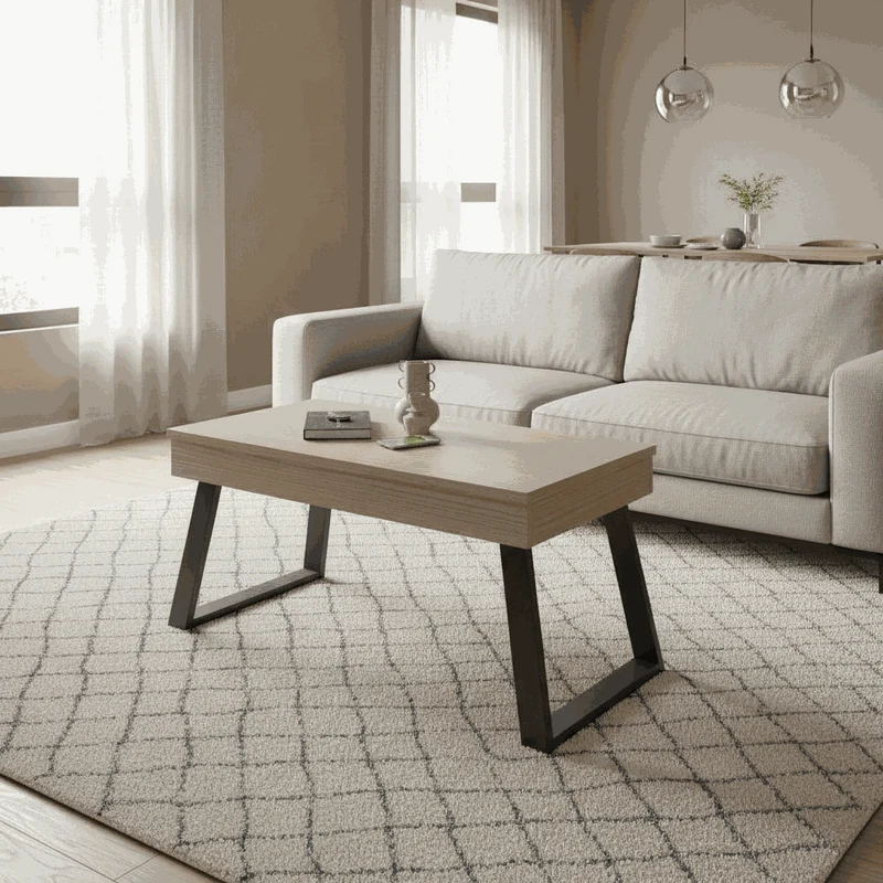 Mesa de centro elevable patas metálicas mod. ISABELLA