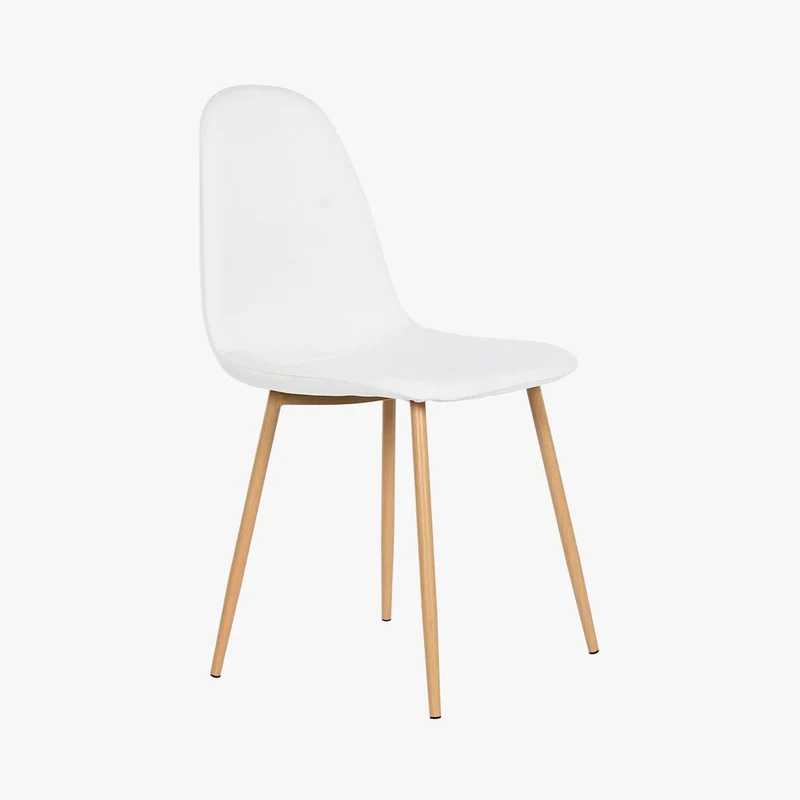 Cadeira em Tecido Branco com Pés Efeito Madeira 44X51X85 EAMES