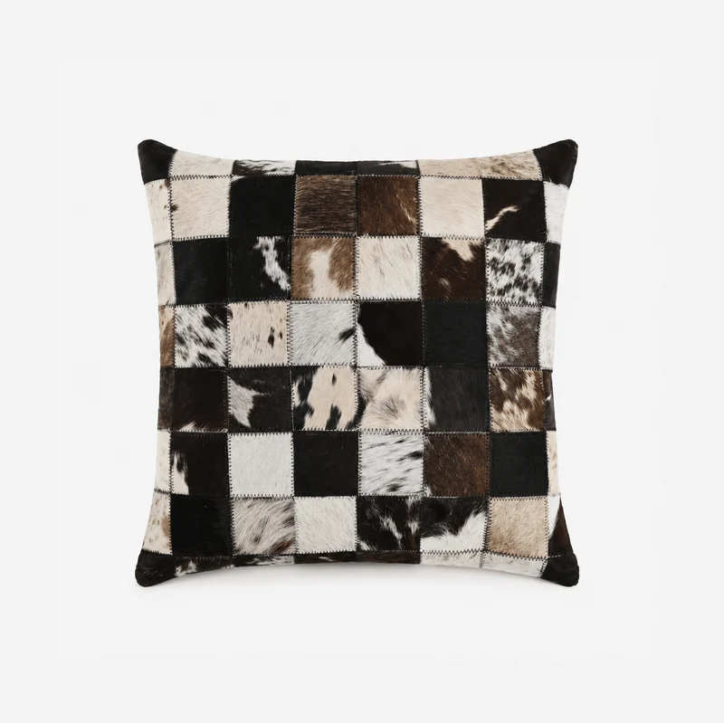Almofada de Pele Quadrados Preto 40x40 VERVE