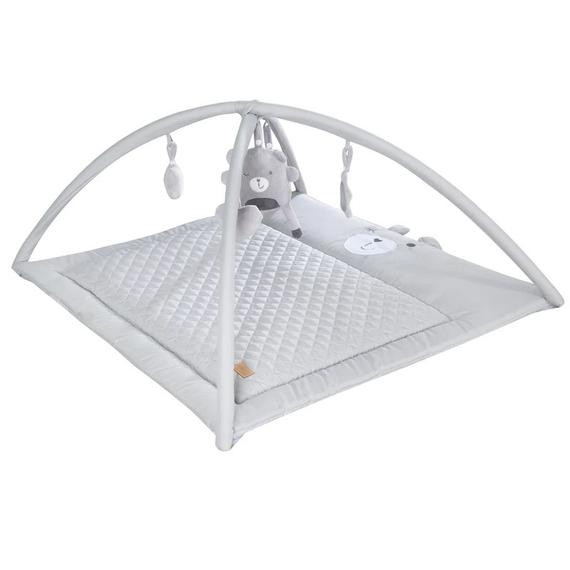 2in1 Krabbeldecke 'roba Style' mit Spielbogen + 5 Elementen - 85 x 75 cm - Silbergrau