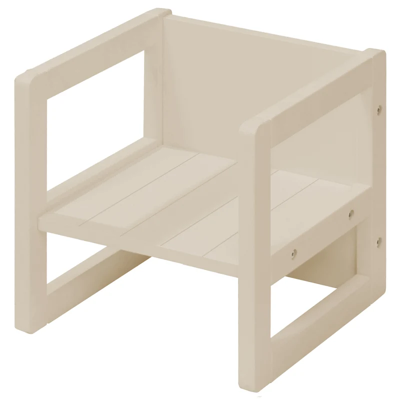 Sitzhocker für Kinder im Landhausstil - Wendehocker mit 3 Sitzhöhen - Holz beige / Cashmere