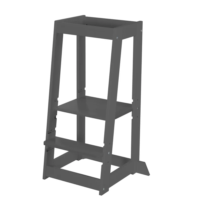 Lernturm 'Monti Step' nach Montessori Prinzip - Höhenverstellbar - Holz anthrazit