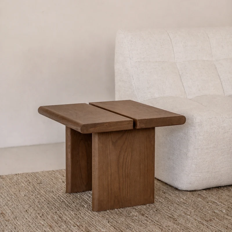 Mesa auxiliar Arlen - Color café con leche - Madera de fresno - 50 cm