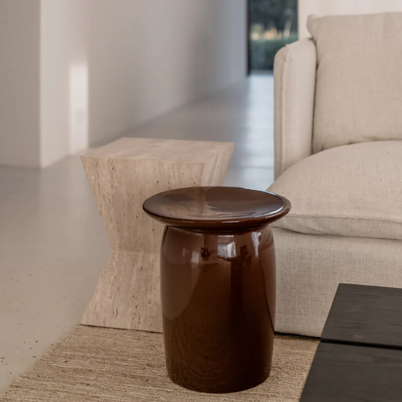 Mesa auxiliar Kivo - Cerámica - Canela - diámetro 36 cm