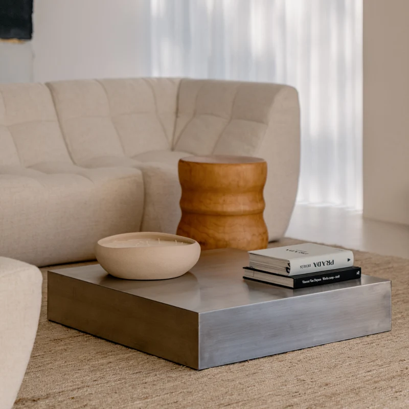 Mesa de centro cuadrada Sienna - 80 cm - Acero inoxidable
