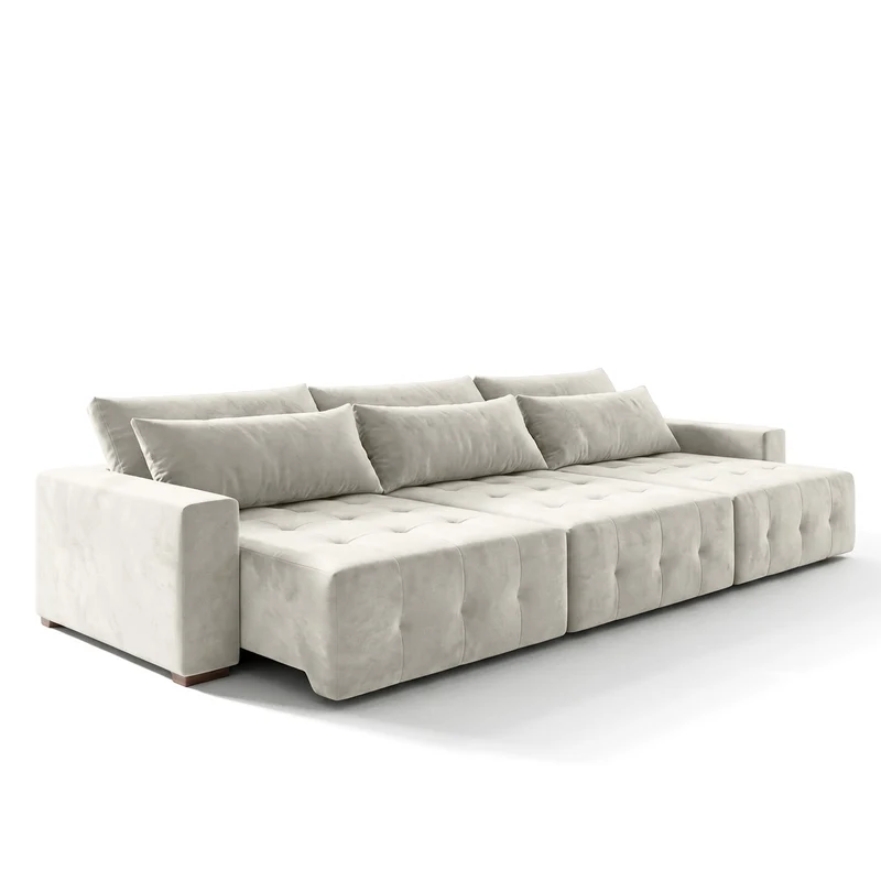 Sofá Cama 3 Cuerpos Bellagio Tela Beige - 3.10m