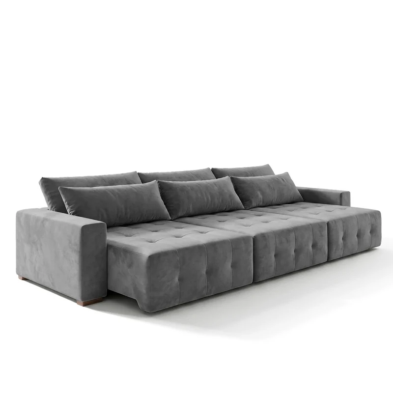 Sofá Cama 3 Cuerpos Bellagio Tela Gris oscuro - 3.10m