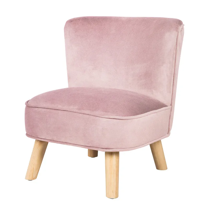 Kindersessel 'Lil Sofa', bequemer Sessel mit stabilen Holzfüßen und Samtstoff in Mauve