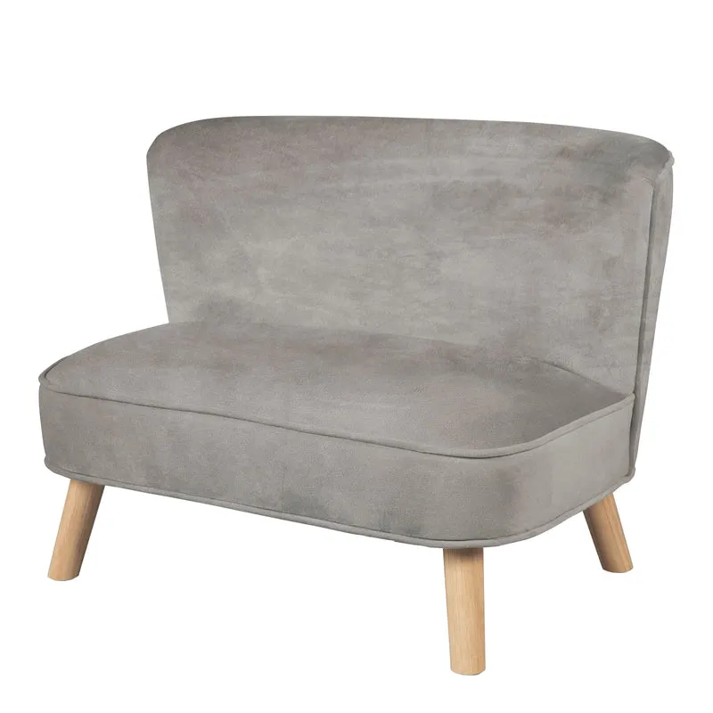 Kindersofa 'Lil Sofa' - Bequeme Kindercouch mit stabilen Holzfüßen - Samtstoff grau