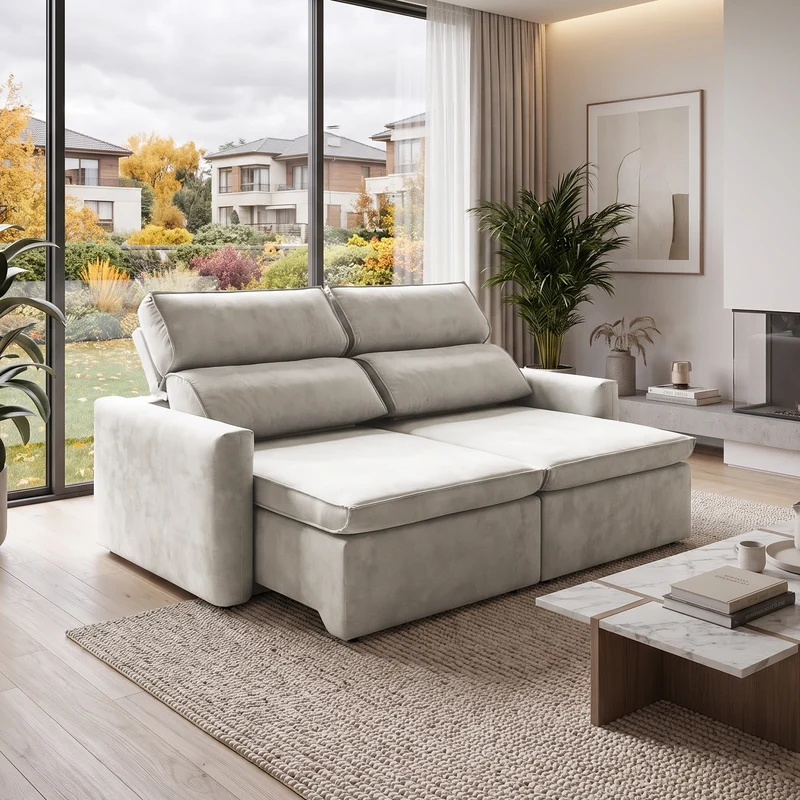 Sofá 2 Cuerpos Santiago Tela Beige - 1.70m Stock
