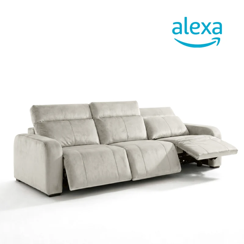 Sofá 3 Cuerpos Trivor Compatible con Alexa Tela Beige - 3.42m a Confección
