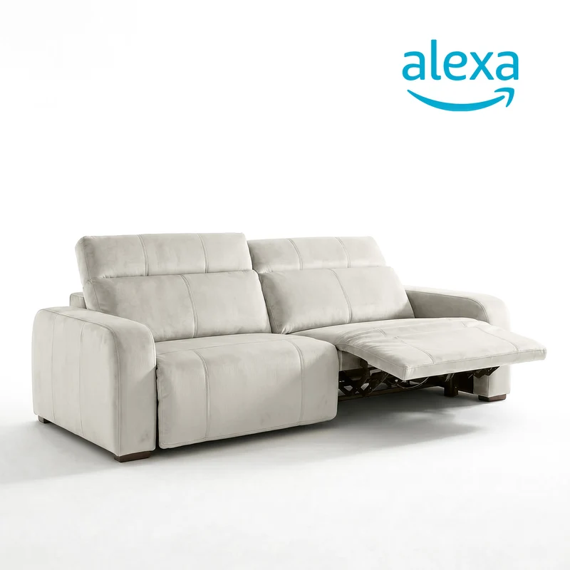Sofá 2 Cuerpos Trivor Compatible con Alexa Tela Beige - 2.82m a Confección