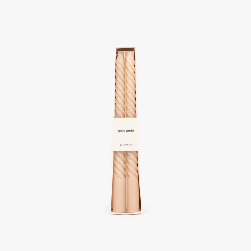 Conjunto de Velas Castiçal Espiral Branca MARSHMALLOW