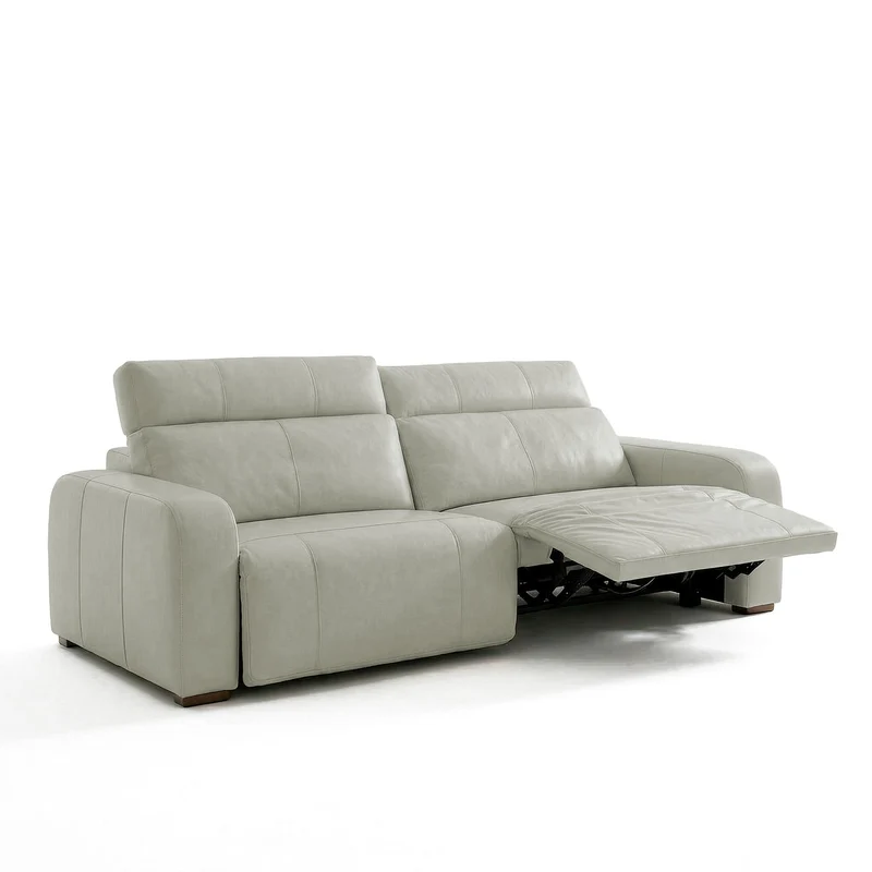 Sofá de Cuero Trivor Reclinable y Extensible 2 Cuerpos Verde Salvia - 2.42m a Confección