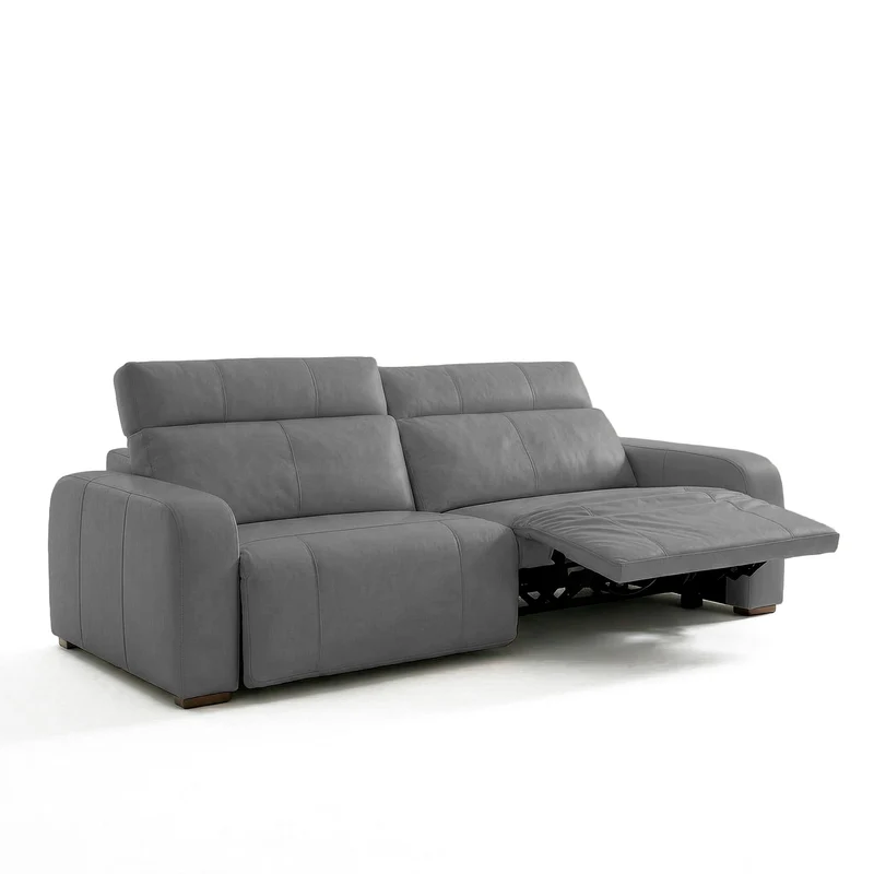 Sofá de Cuero Trivor Reclinable y Extensible 2 Cuerpos Gris - 2.22m a Confección