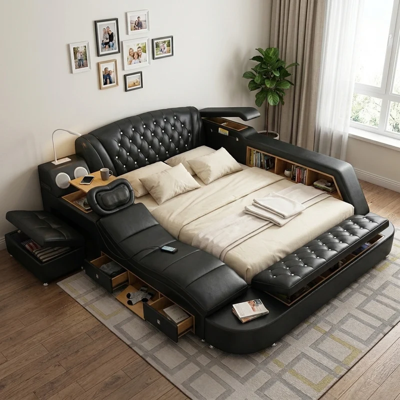 Ultimate Comfort Modern Luxury Leather Dream Smart Bed