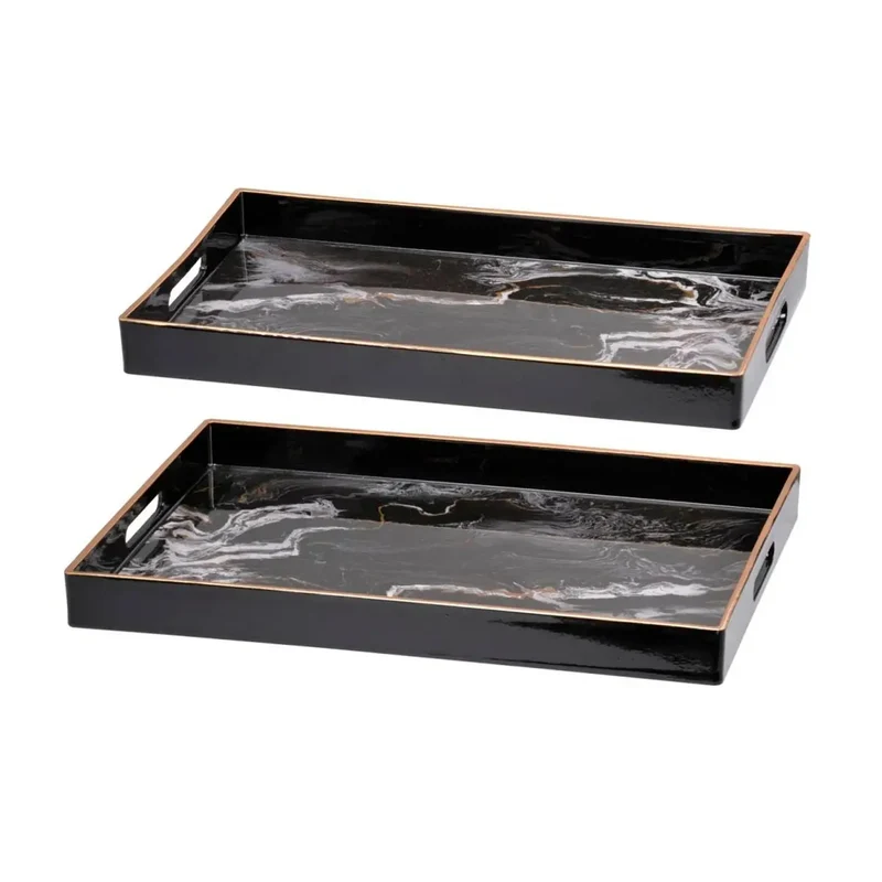 Bandeja Rectangular Negra - Set de 2