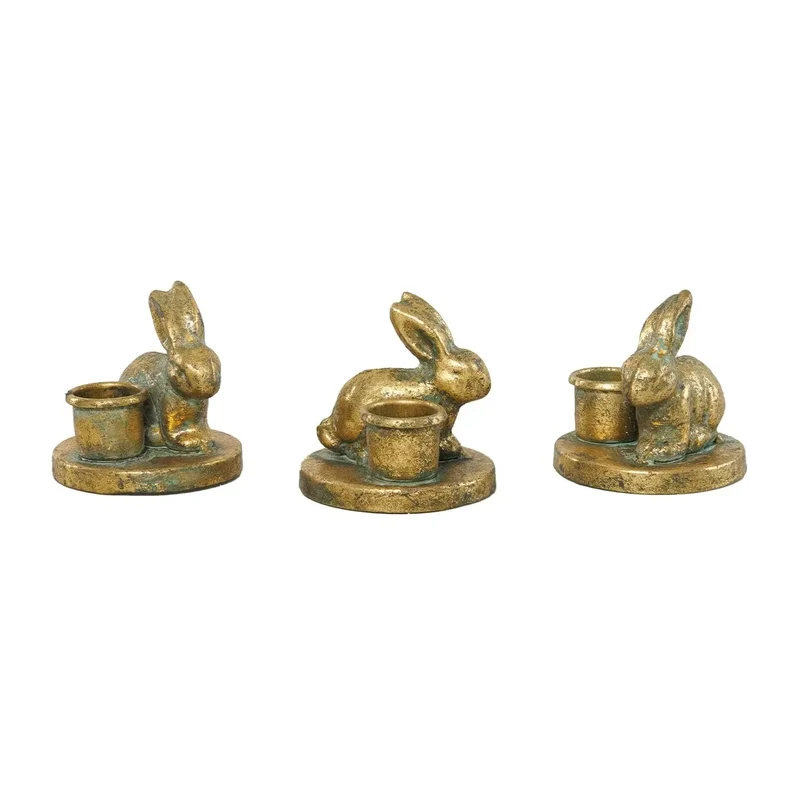 Candelabro Conejo de Metal - Set de 3