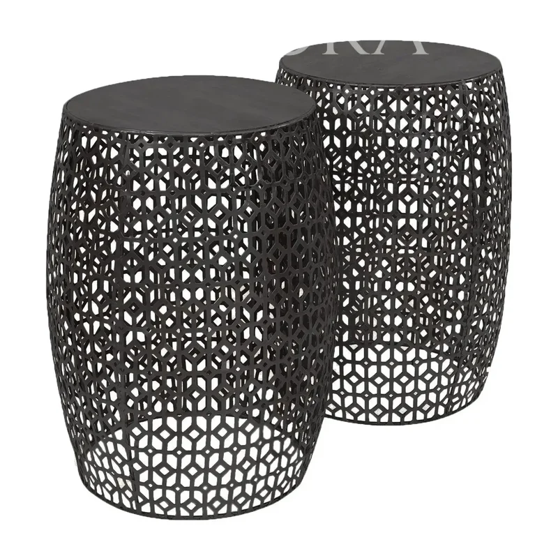 Taburete Filigrana Negro Mate - Set de 2