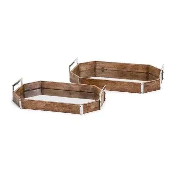 TY New Frontier Bandejas Decorativas de Madera y Espejo - C/U