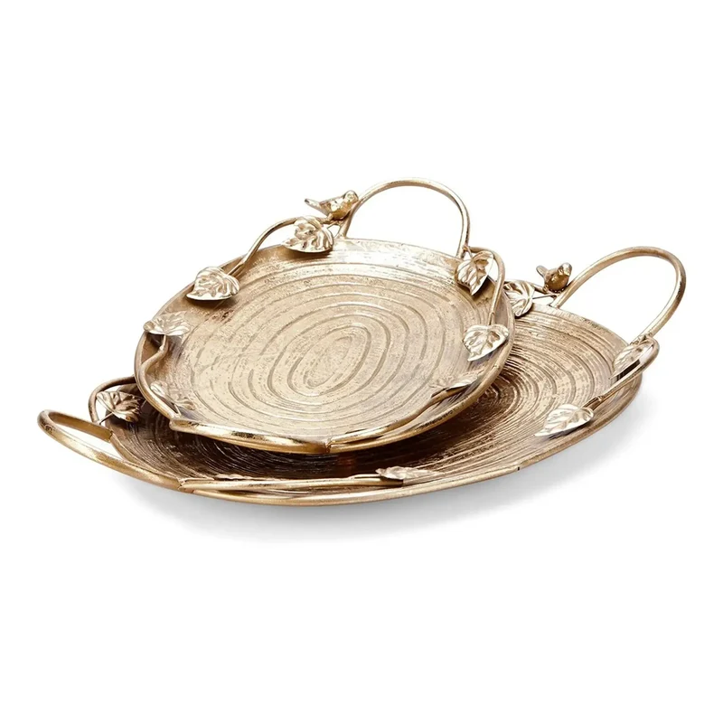 Bandejas de metal Micha Bird y Leaf - Set de 2