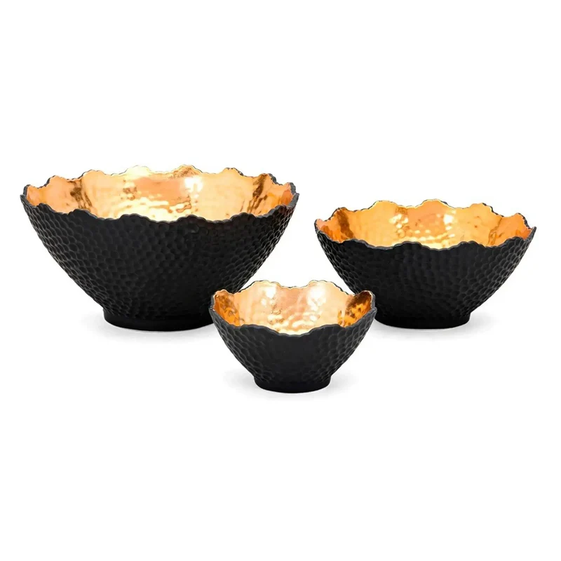 Tazones bowls dorados con negro - C/U