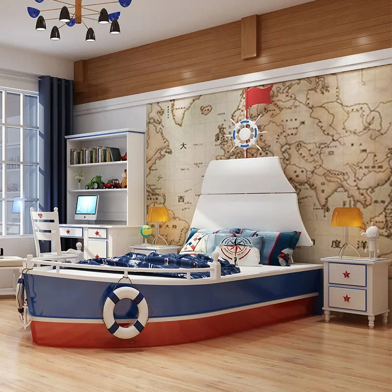 Sailor Ocean Adventure Wooden Boat Kids Bed