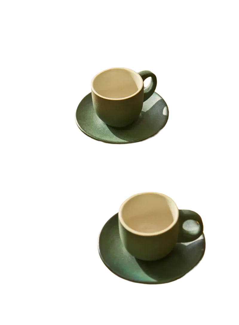 Taza De Café Y Plato (set De 2) Matcha