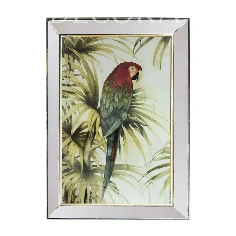 Cuadro Guacamayo marco espejo 65x50cm