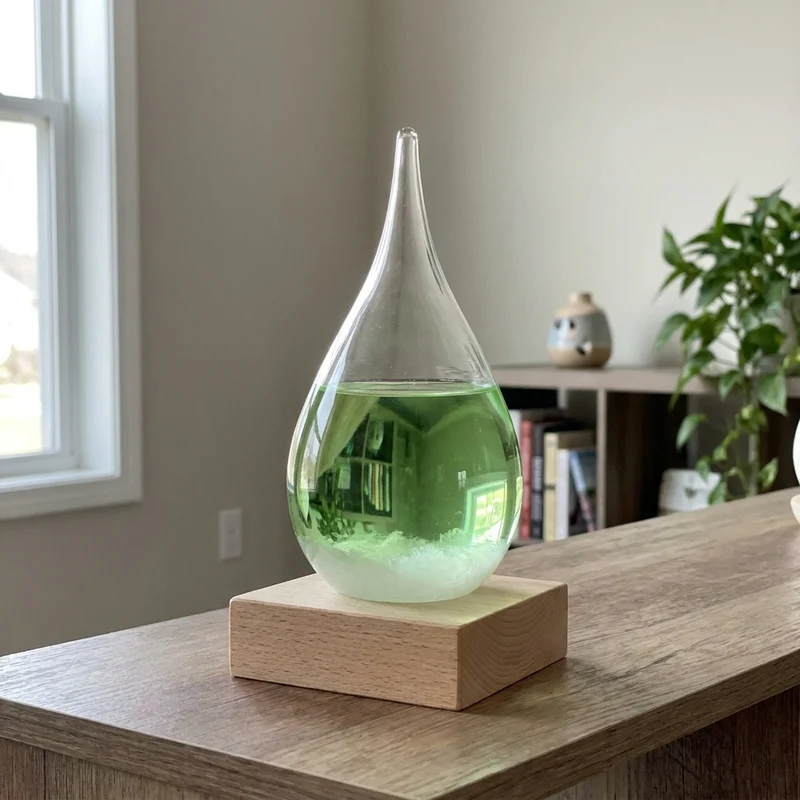 Storm Glass Forecast with Wood Base for home Decoration