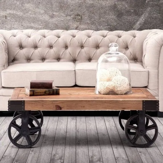 Classical Modern Fashion Wood and Iron Table