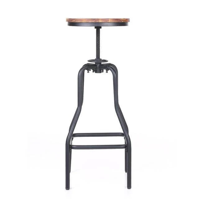Natural Pinewood Height Adjustable Swivel Bar Stool