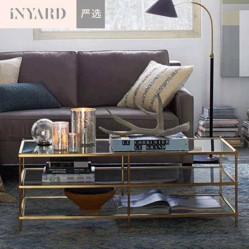 Nordic modern Glass Gold Silver Coffee Table