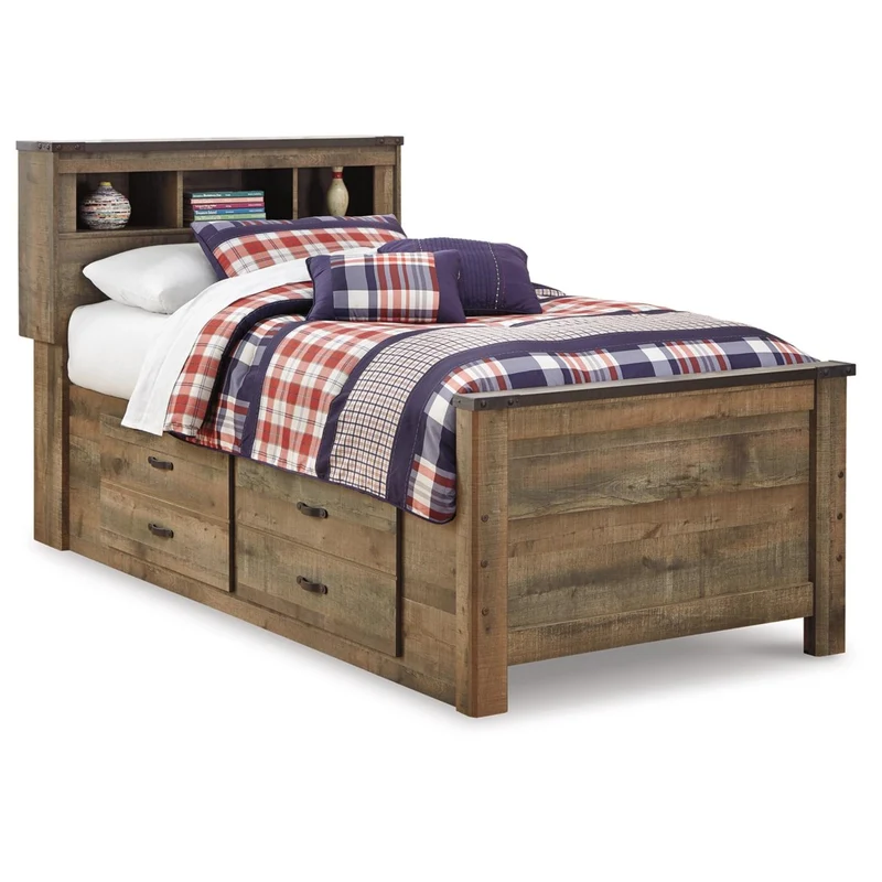 Signature Design by Ashley Trinell B446B17 Twin Bookcase Bed with 2 Storage Drawers