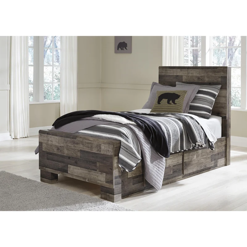 Benchcraft Derekson B200B20 Twin Panel Bed with 2 Storage Drawers
