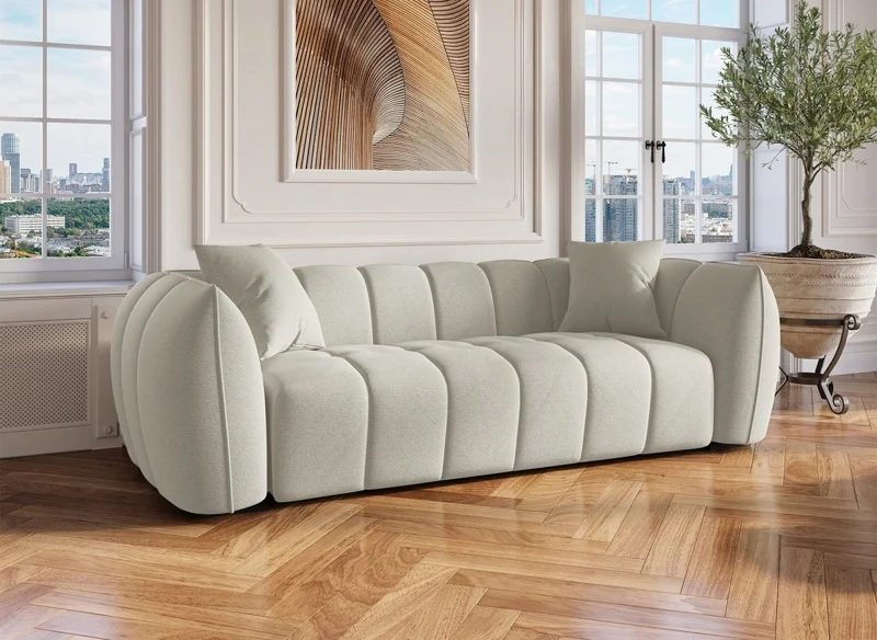 Sofá fijo ALISSA de 3 plazas en tejido beige