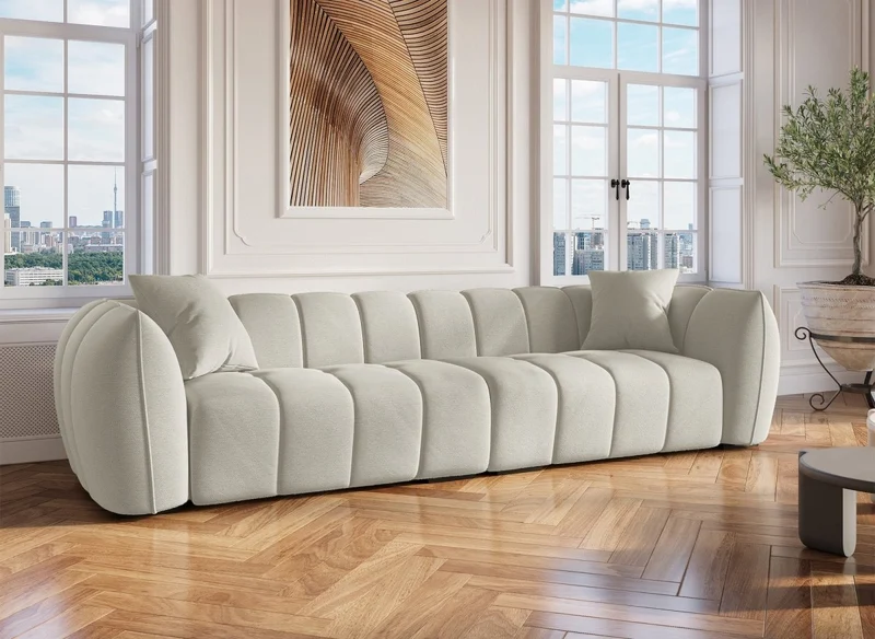 Sofá fijo ALISSA de 4 plazas en tejido beige