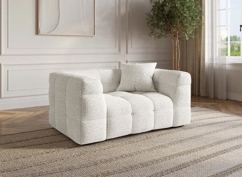 Sillón BELLA color blanco hueso con efecto piel de oveja