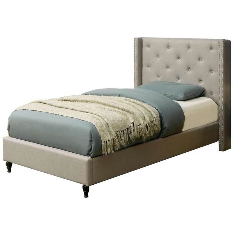 Furniture of America Anabelle Twin Upholstered Panel Bed CM7677GY-T-BED