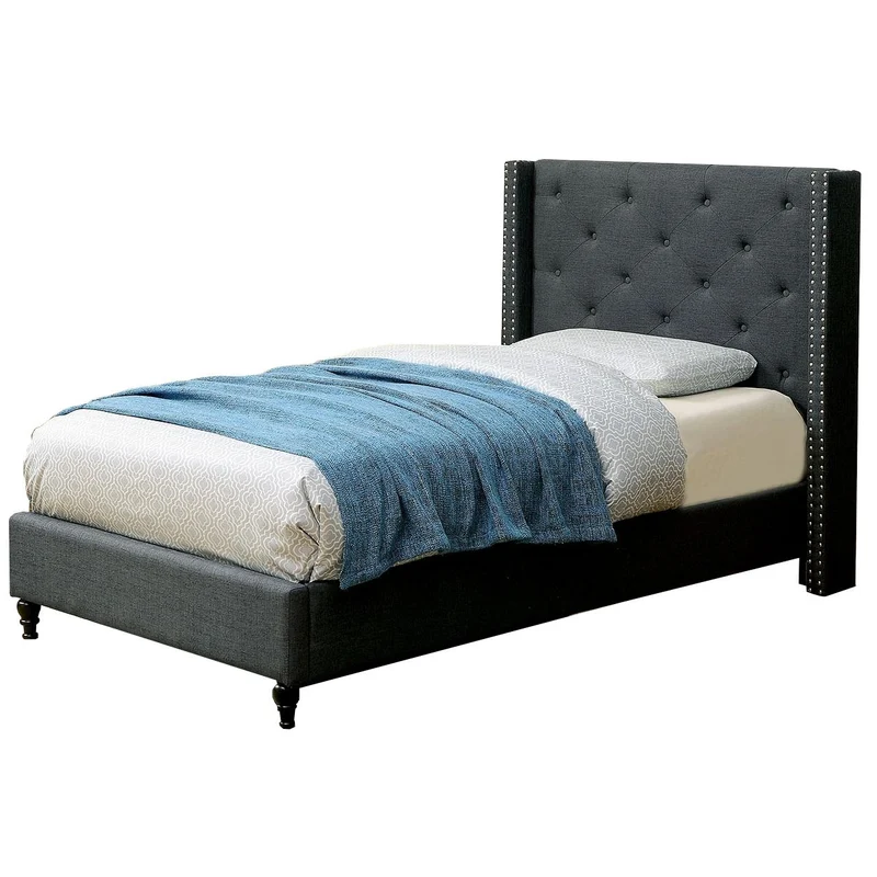 Furniture of America Anabelle Twin Upholstered Panel Bed CM7677BL-T-BED
