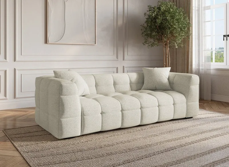Sofá fijo BELLA de 3 plazas en tejido beige