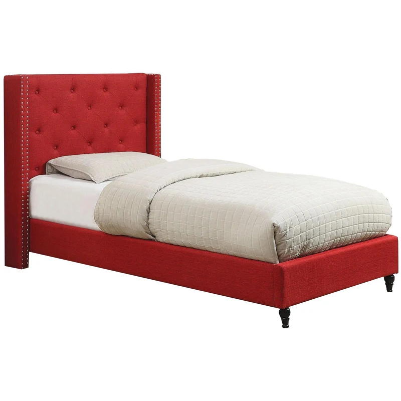 Furniture of America Anabelle Twin Upholstered Panel Bed CM7677RD-T-BED