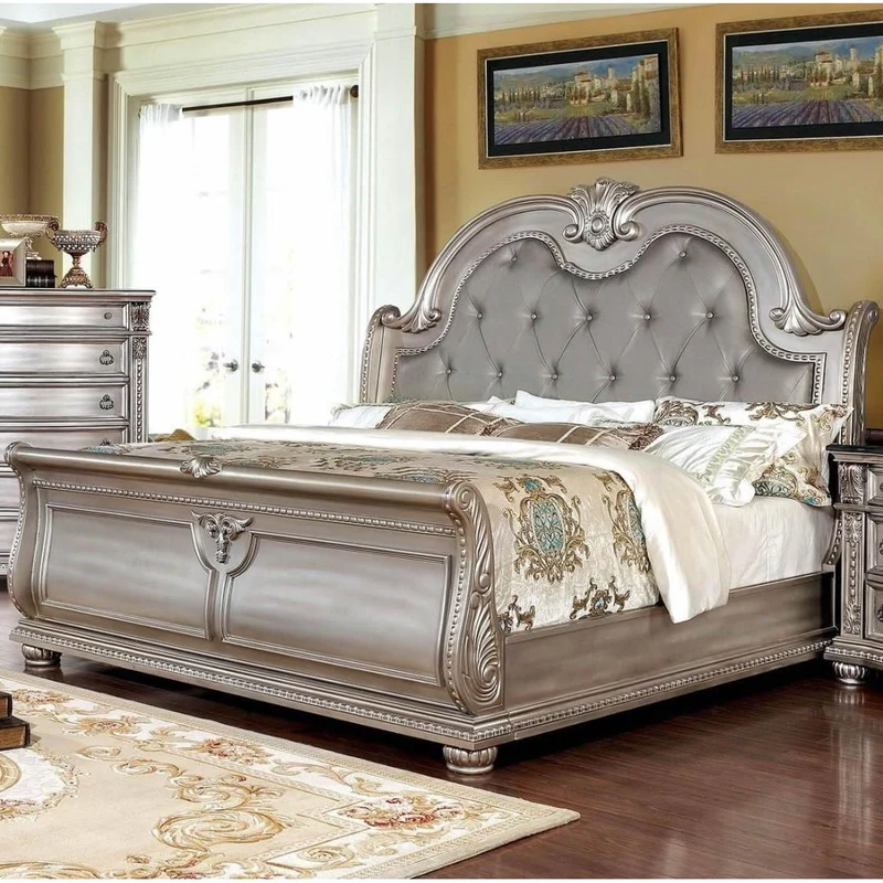 Furniture of America Fromberg King Upholstered Sleigh Bed CM7670CPN-EK-BED