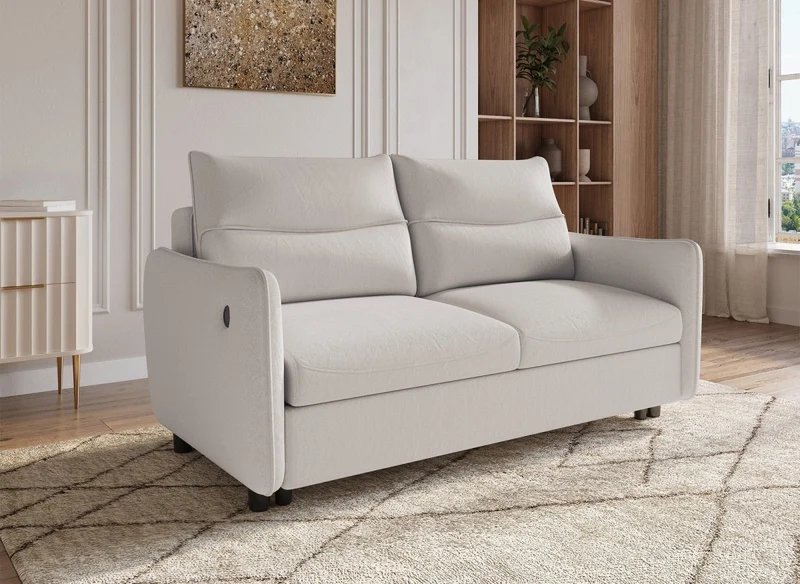 Sofá cama ZADIG de 3 plazas en tela beige