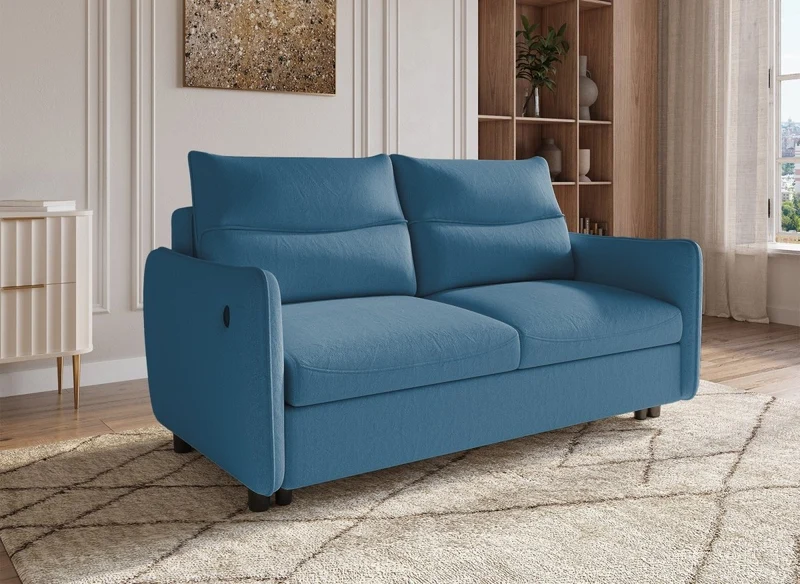 Sofá cama ZADIG de 3 plazas en tela azul